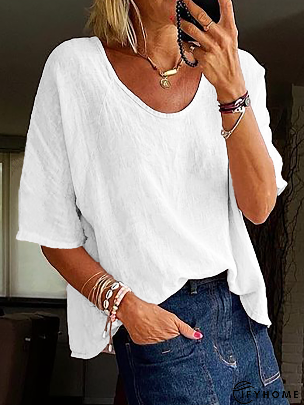 Plus size Plain Casual Tops | IFYHOME