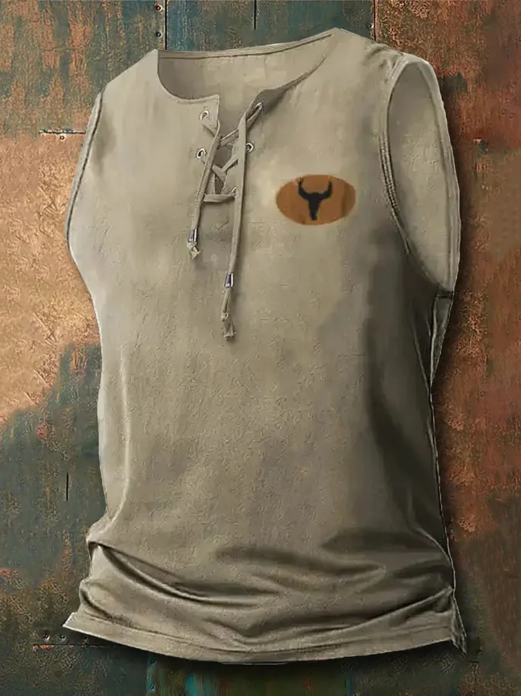 Men's Neck Tie Digital Print Tank Top