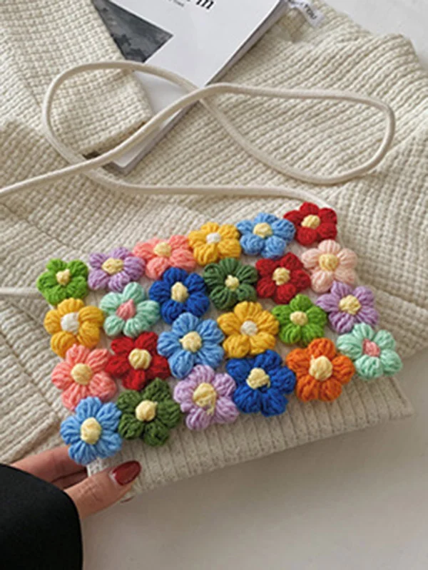 Flower Print Knitted Flower Bags Crossbody Bags