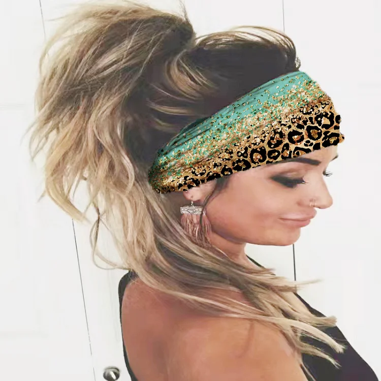 Daily Cyan Elastic Leopard Print Headwear