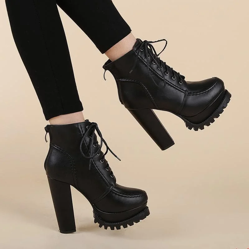 Black Elegant High Heel Boots S12807