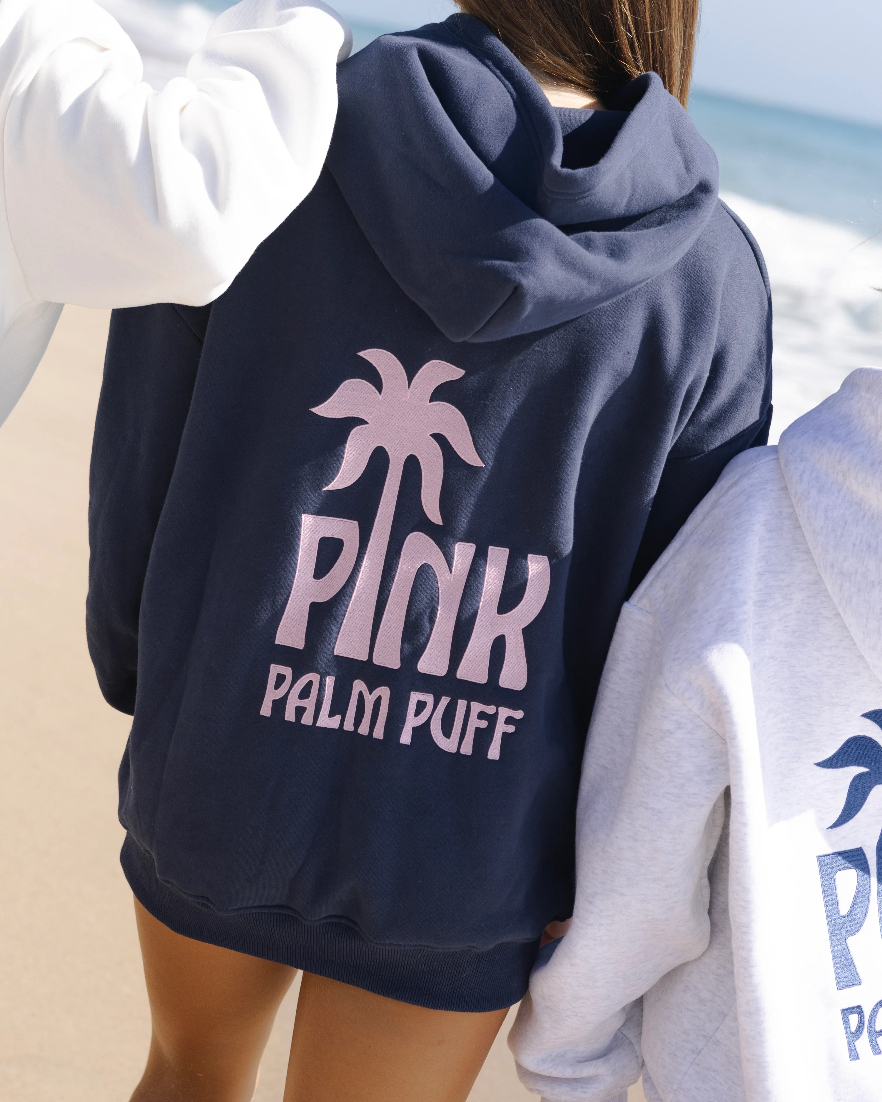 pink palm puff hoodies