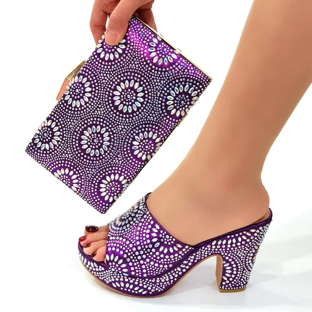 2022 High Quality Pu Leather Italian Special Arrivals Shoes And Bag Set Nigerian Women Matching Shoes And Bag Set for Party