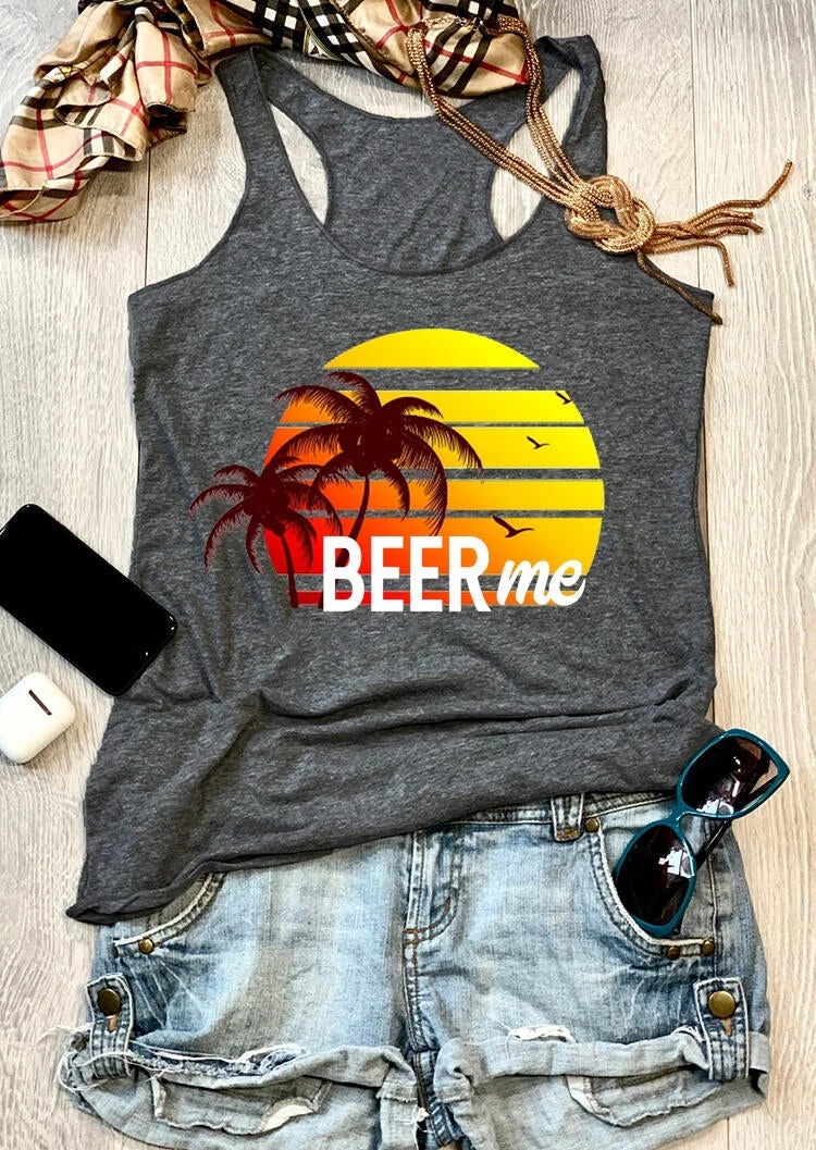 BEER ME Print Tank For Women