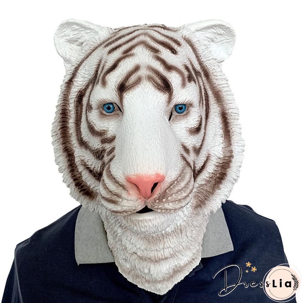 Halloween White Tiger Mask Animal Party Halloween Full Head Mask