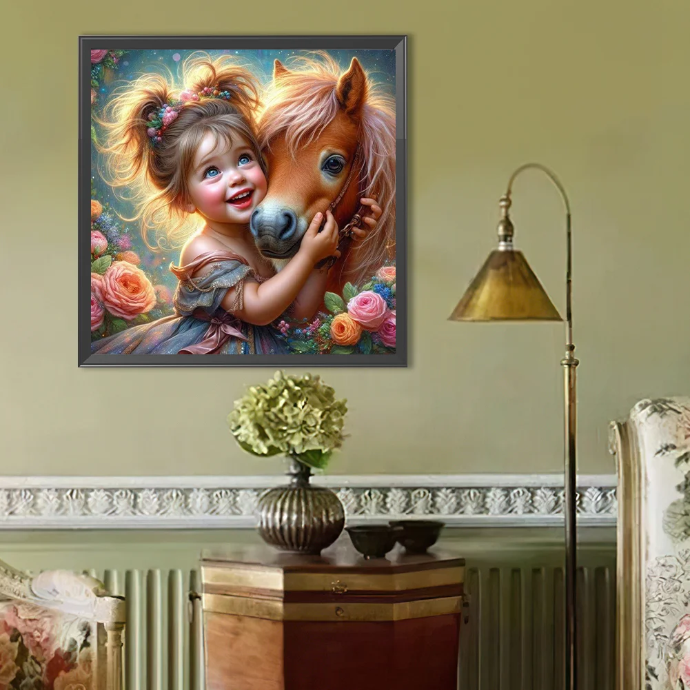 Diamond Painting - Full Round Drill - Horse Girl(Canvas|40*40cm)