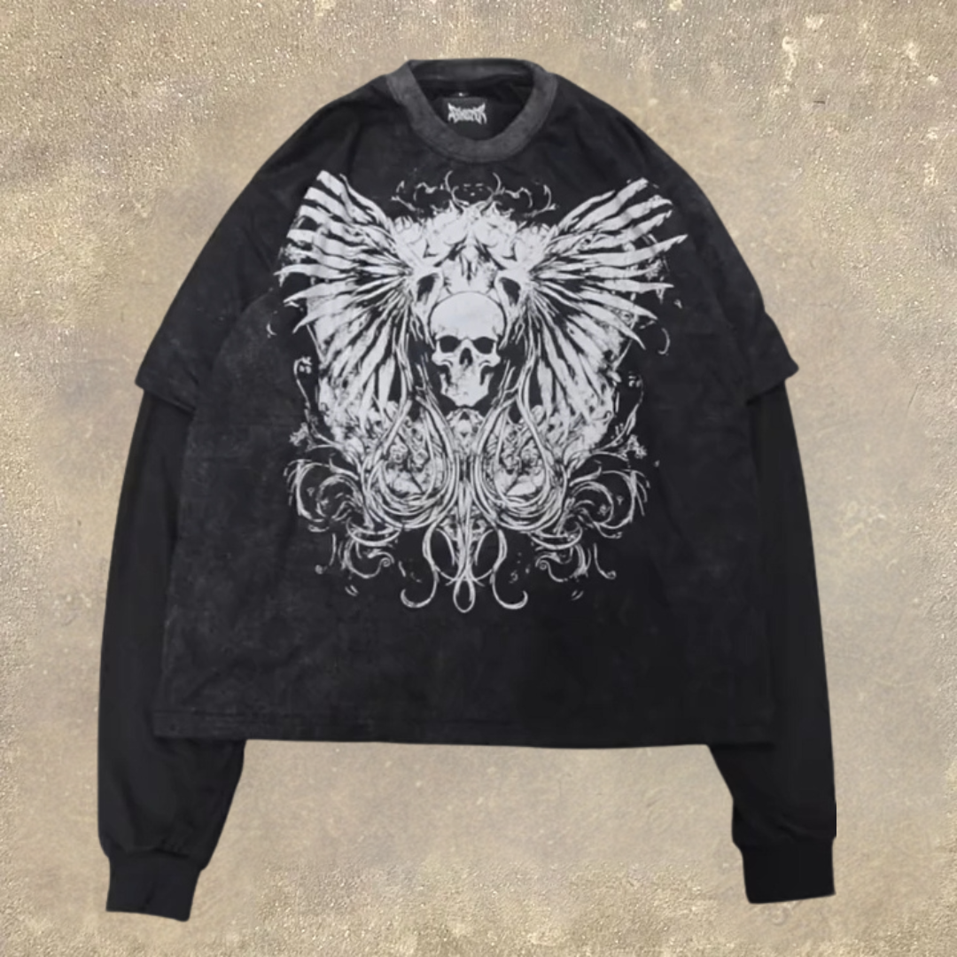 Men's Castle Fake Two Print Long Sleeve T-Shirt