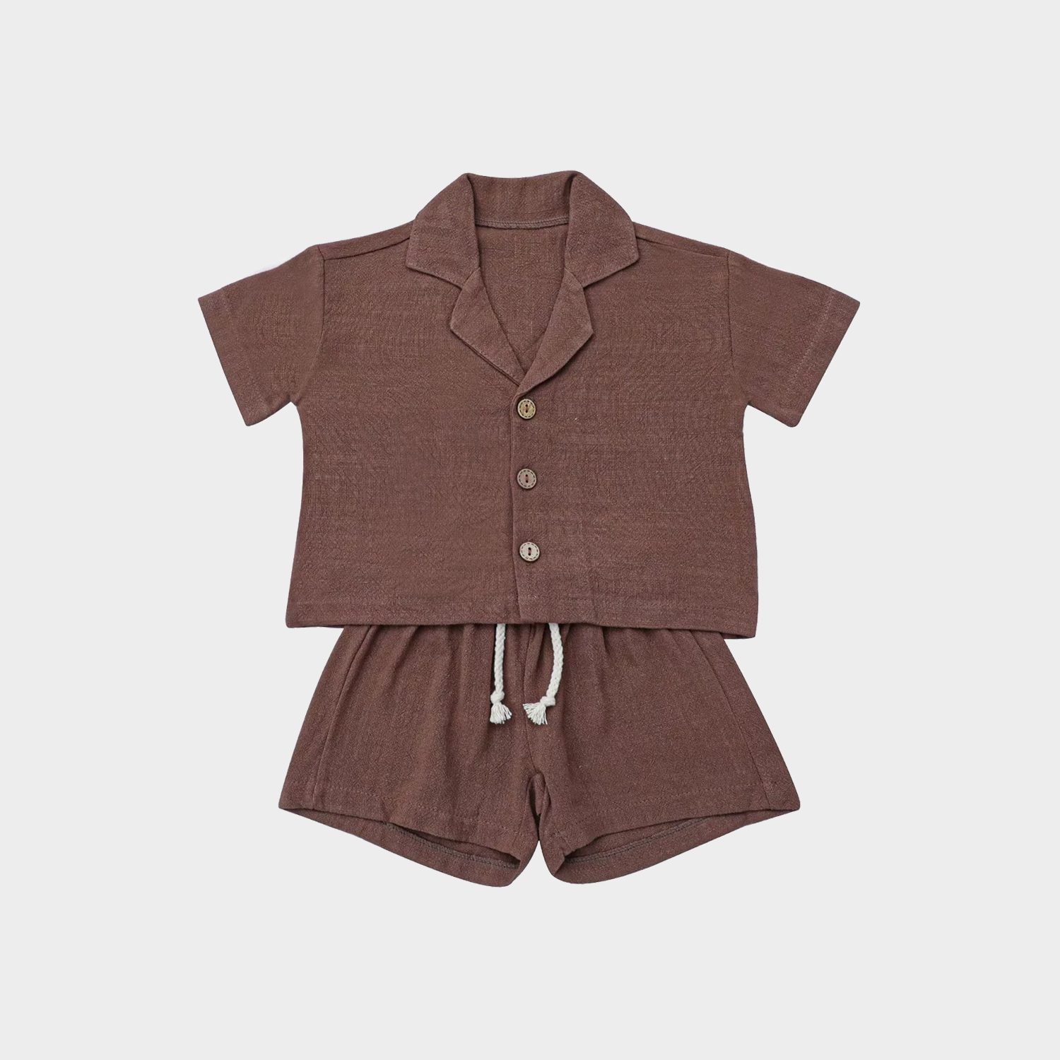 Polished Minimalist Linen Kids' Shirt and Pants Set REAL SILK LIFE