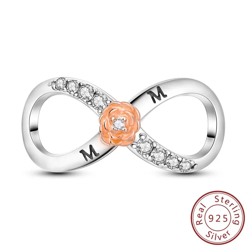 1 Piece 20.3*13.9mm 925 Sterling Silver Zircon Infinity Moon Pendant Beads Jewelry Accessories