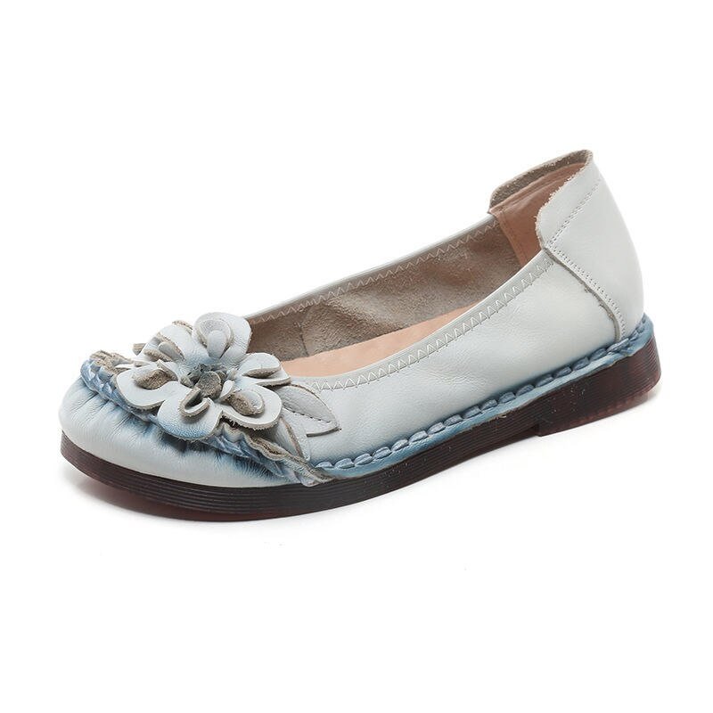 Handmade Genuine Leather Loafers For Women 2021 Flower Woman Flats Mocassin Femme Women's Loafers Spring Summer Slip-On Shoes