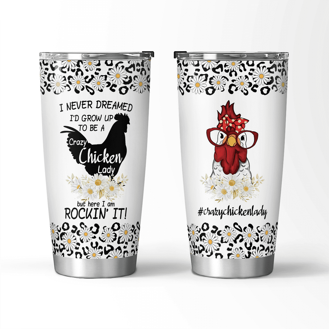 🔥Hot Sale 49%🔥Crazy Chicken Lady Gifts - Stainless Steel Chicken Sunflower Tumbler Cup 20oz for Chicken Owners - Chicken Travel Mug for Mom Women Wife - Birthday Gifts for Chicken Lovers
