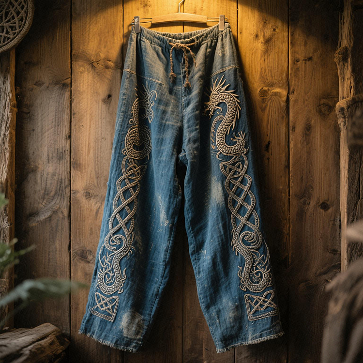 Men's Viking Tribal Dragon Celtic Knot Art Casual Pants