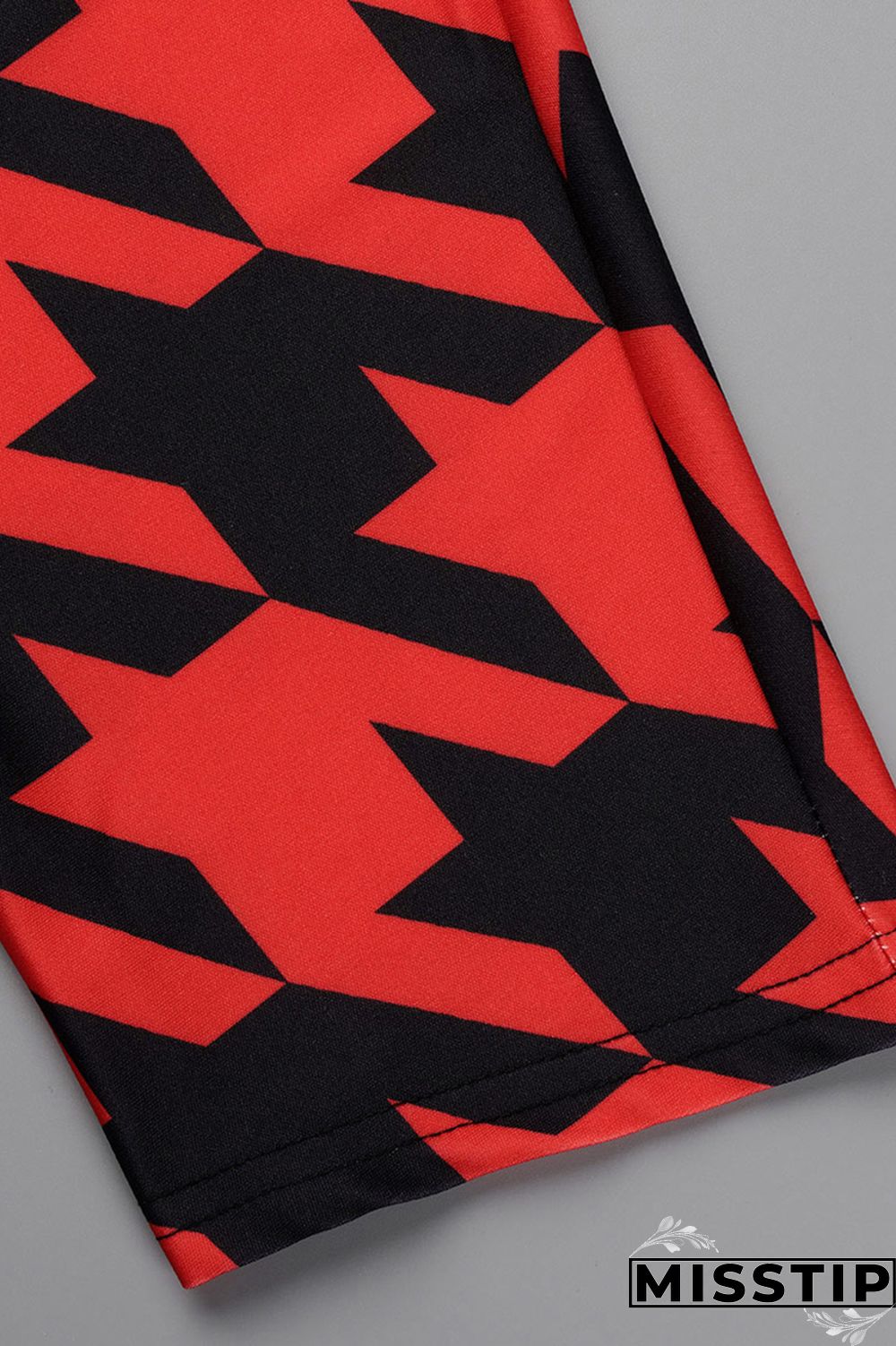 Red Casual Print Basic Half A Turtleneck Sleeveless Dress Plus Size Two Pieces