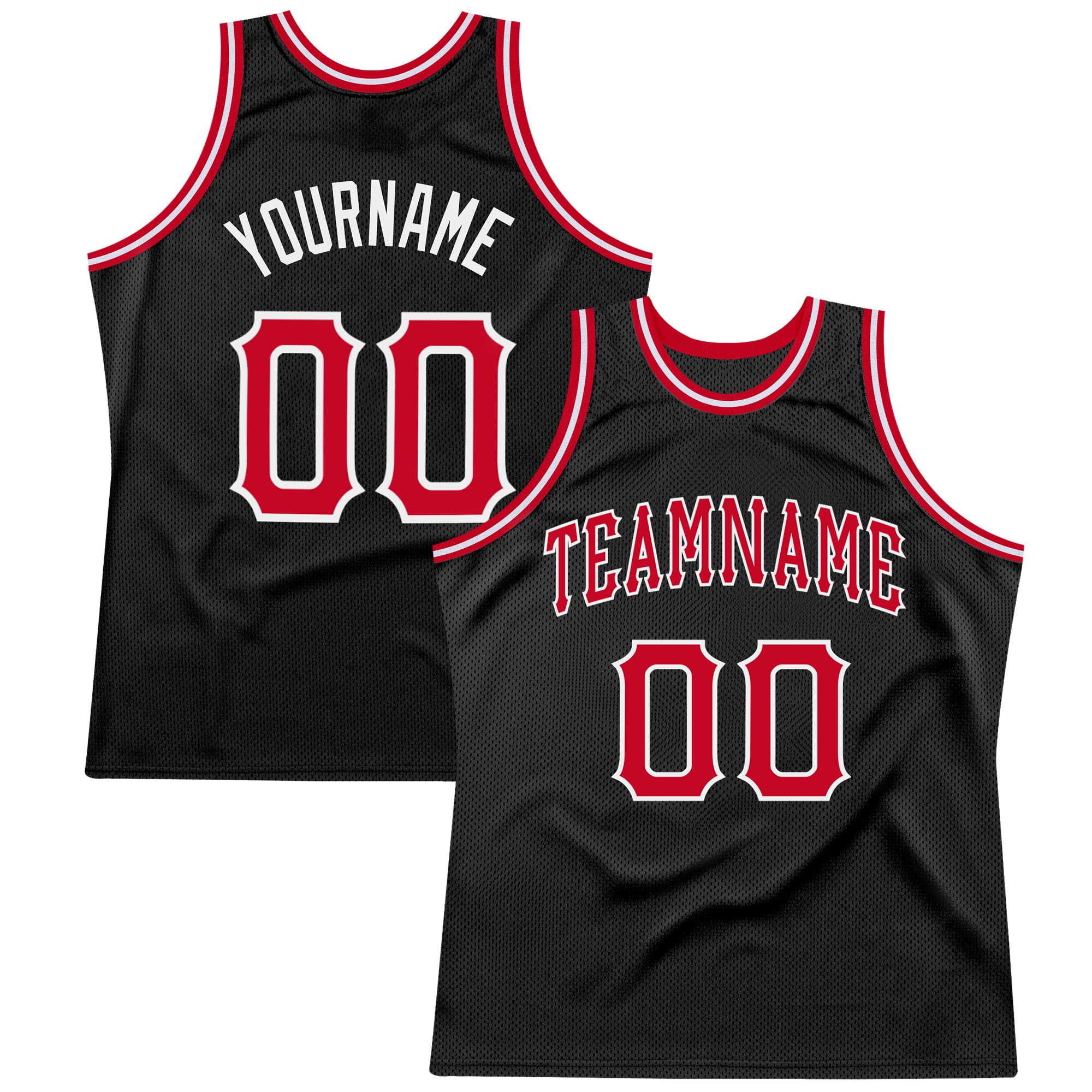 Custom Black Red-White Authentic Throwback Basketball Jersey | captainssportss.com