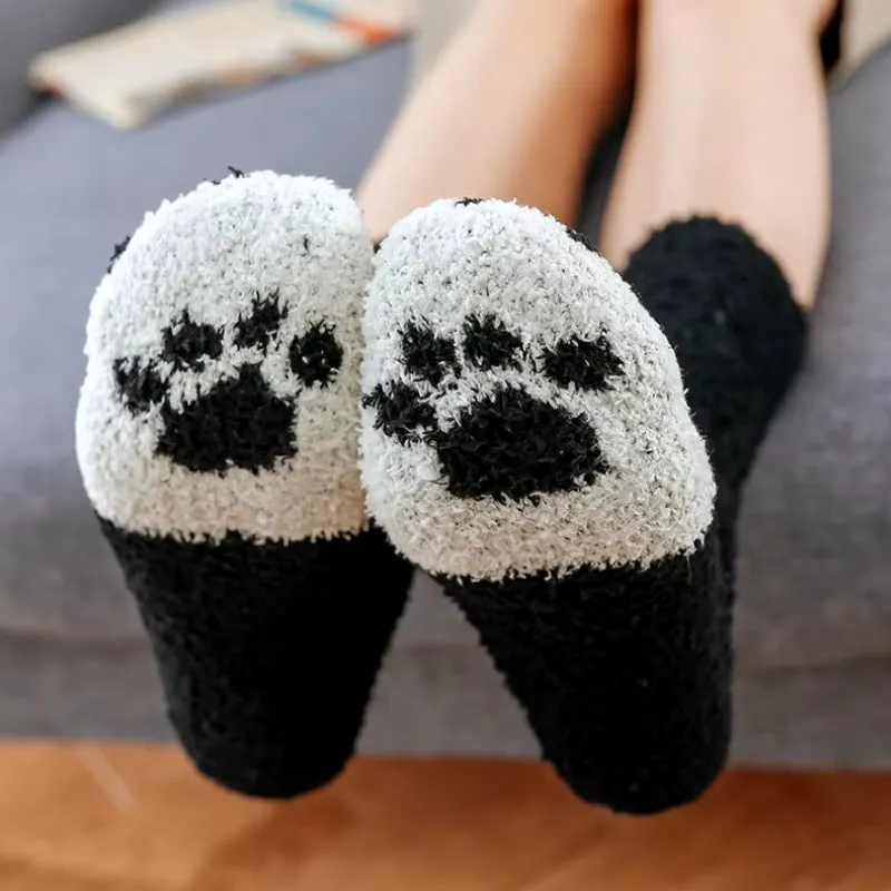 Brownm Paw Plush Socks