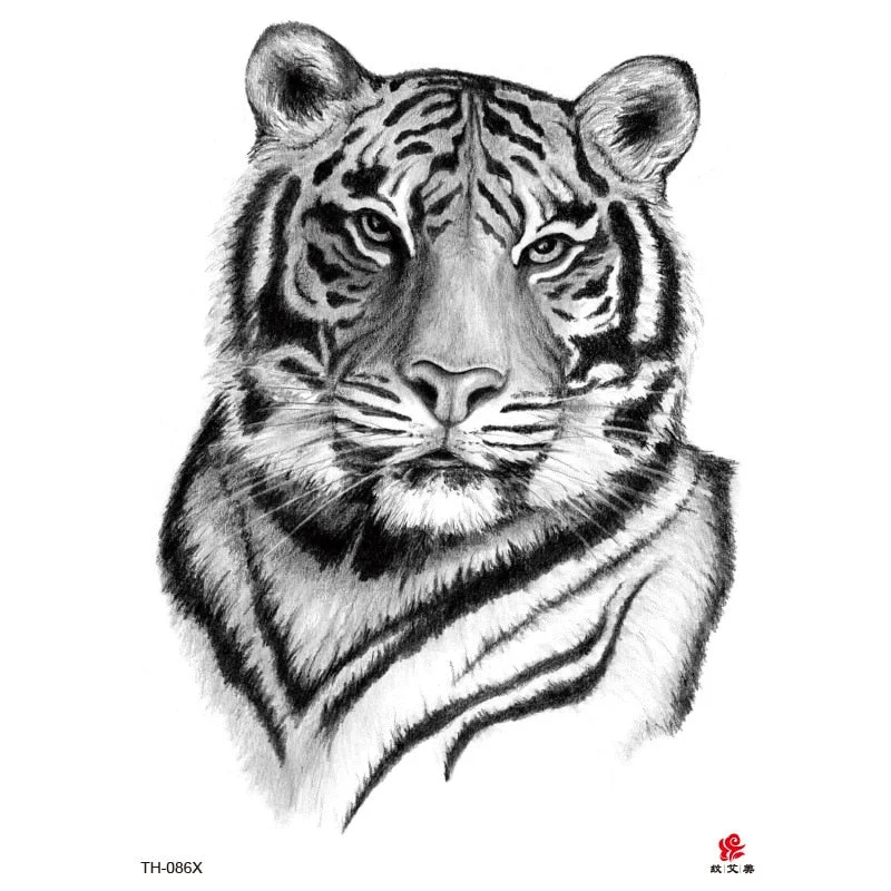 Lion Tiger Cool Temporary Tattoo Sticker Fashion Wolf Waterproof Animal Body Art Arm Tatto Fake Removable Tatoo for Men Women