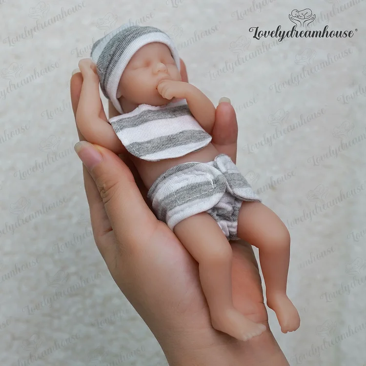 Rsgdolls® Palm Dolls 6" Lyla Realistic Soft Body Full Mini Silicone Baby Girl Doll Rebornartdoll® RSAW-Rebornartdoll®