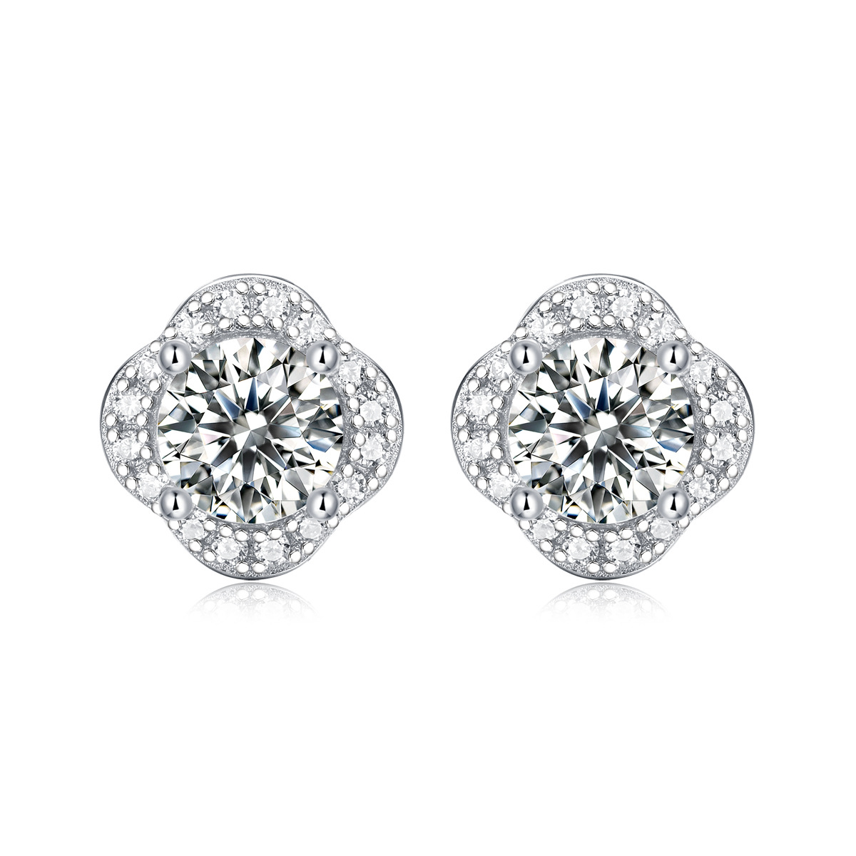  0.5CT Moissanite Flower Earrings 925 Silver Diamoind Cut Wedding Party Ear Studs Party Gift For Mom Daughter
