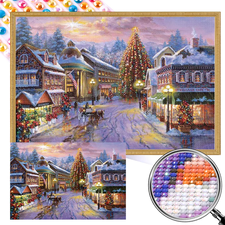 Christmas Town 60*40CM (Canvas) Full AB Round Drill Diamond Painting gbfke