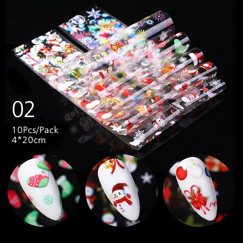Christmas Of Foil Nail Art Stickers Set With Marble Flower Gilding Pattern Nail Transfer Decals Decorations Nail Accessories