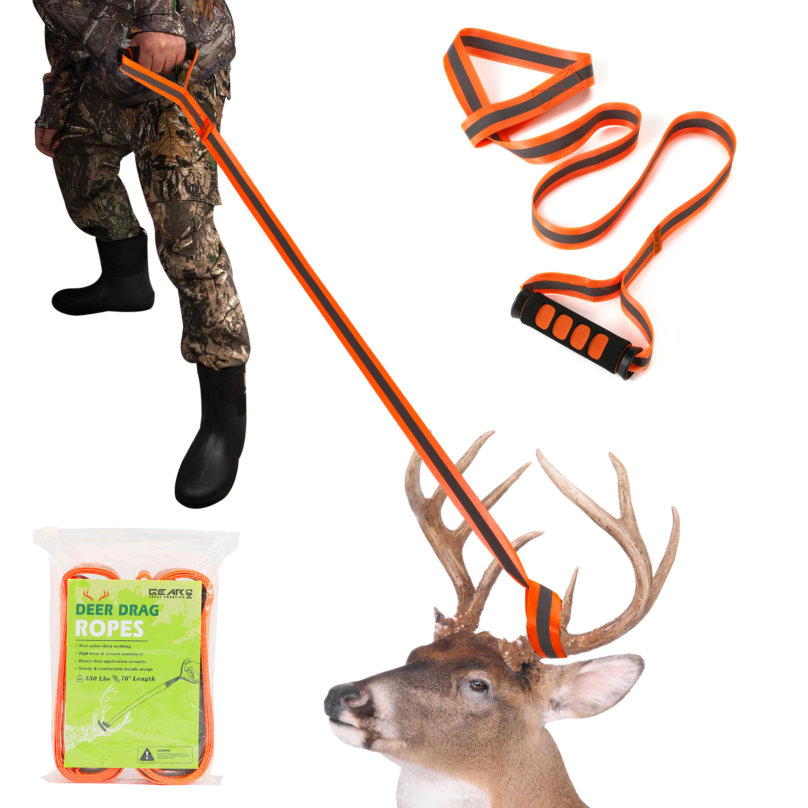 Deer Drag Orange Deer Drag and Harness Deer Tow Rope Deer Puller