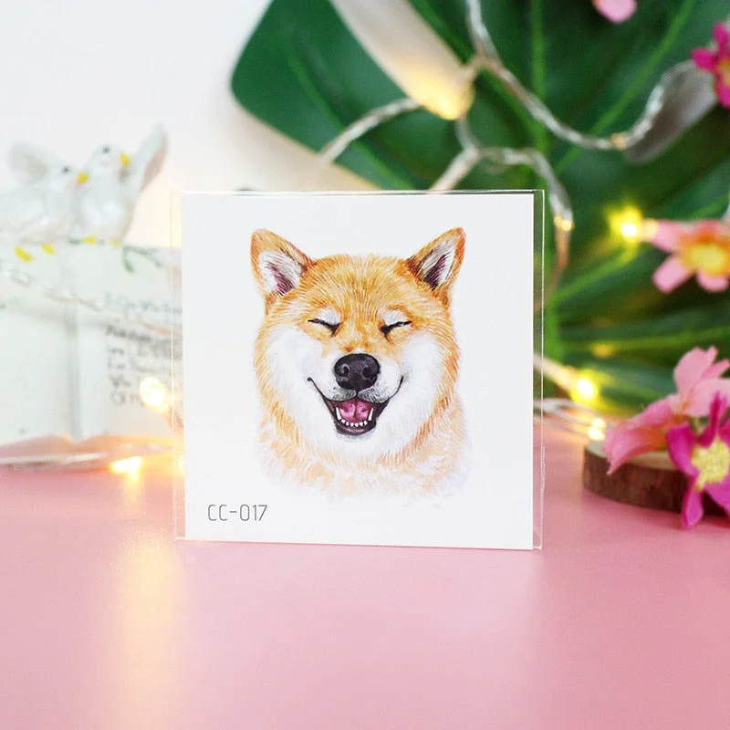 Cartoon Cat and Dog Face Stickers Tattoo Stickers Waterproof Girl/Child Cute Makeup Stickers Small Tattoo Pet Temporary Tattoos