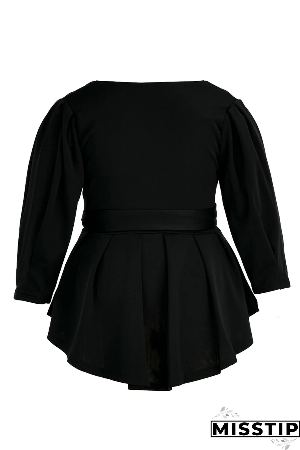 Black Fashion Casual Solid Bandage V Neck Plus Size Tops