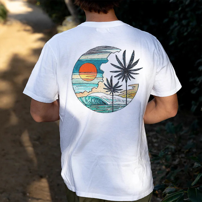 Seascape Printed Surfing Crew Neck T-shirt