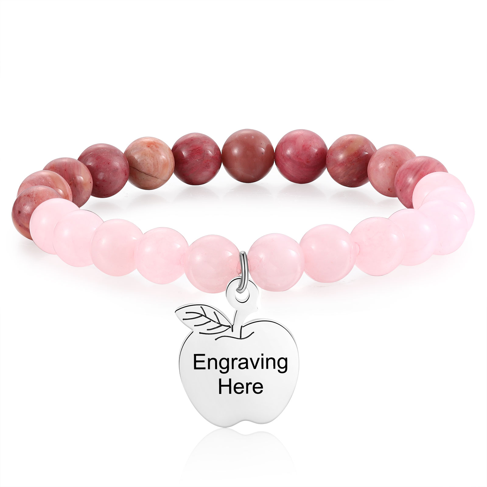 Braccialetto di pietre naturali con 1 testo personalizzato multicolori da scegliere