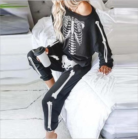 Punk Skeleton Printed T-shirt & Pants