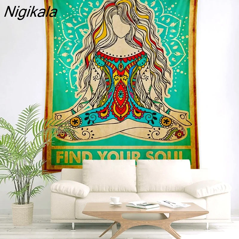 Nigikala Women Buddha Wall Hanging Tapestry Art Deco Blanket Curtain Hanging at Home Bedroom Living Room Decor