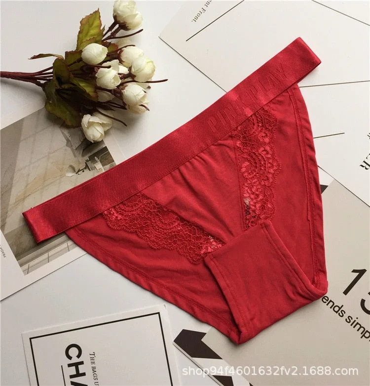 Underwear Female Sexy Lace Panties Seamless Women's Briefs Low Waist Sexy Underpants Women's Solid Color Panties Ladies Lingerie