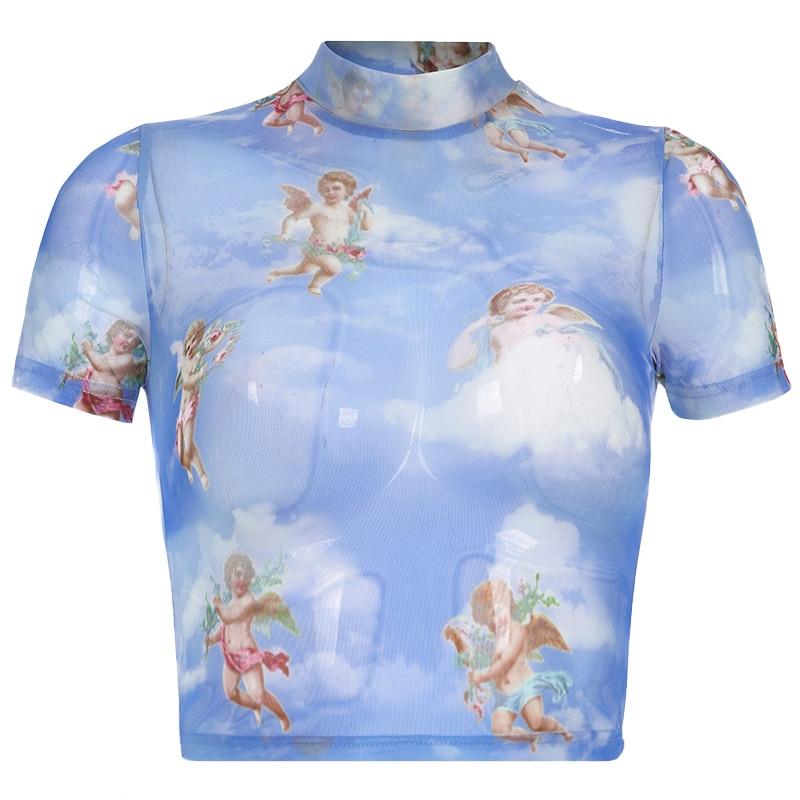 Pastel Blue Renaissance Print Milkmaid Top