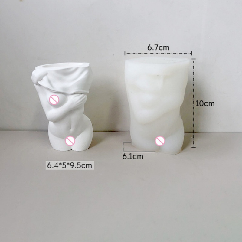 DIY Bust Vase Silicone Molds for Concrete Cement Ceramic Making Female Male Torso Sculpture Planter Body Head Flower Pot Mould