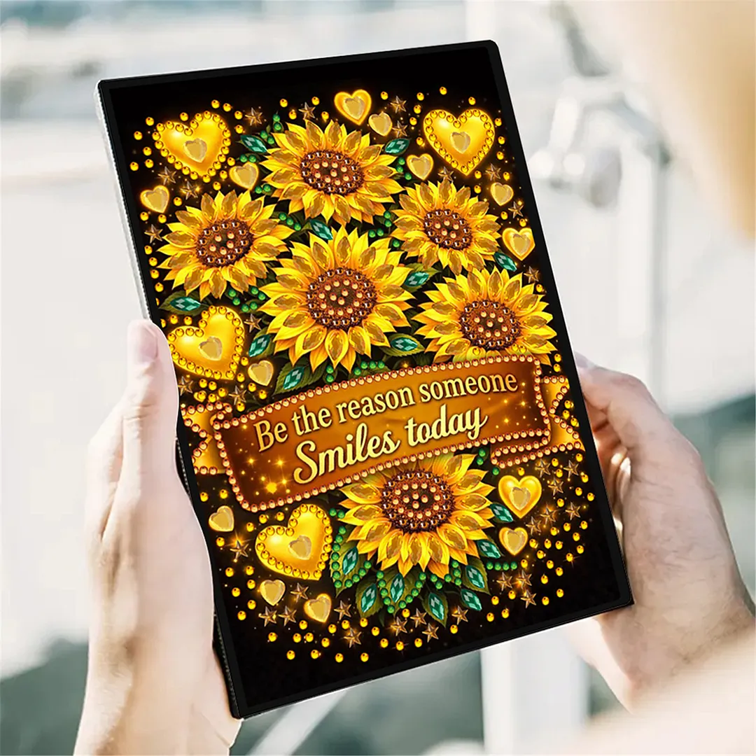 DIY Flower Diamond Painting Journals Notebooks 50 Pages A5 No Lines Special Shaped Diamond Art Kits for Beginners Craft Lovers and Artists (Sunflower)