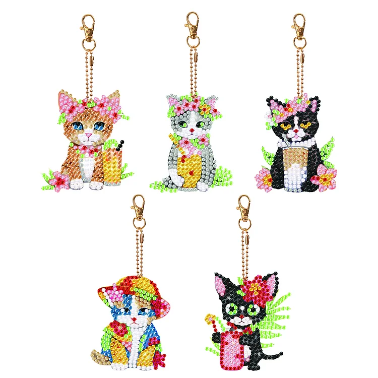 【Key-chain】DIY Diamond Art Key Rings Alpaca 5pcs Full Drill Diamonds Pendants Gift for Kids gbfke