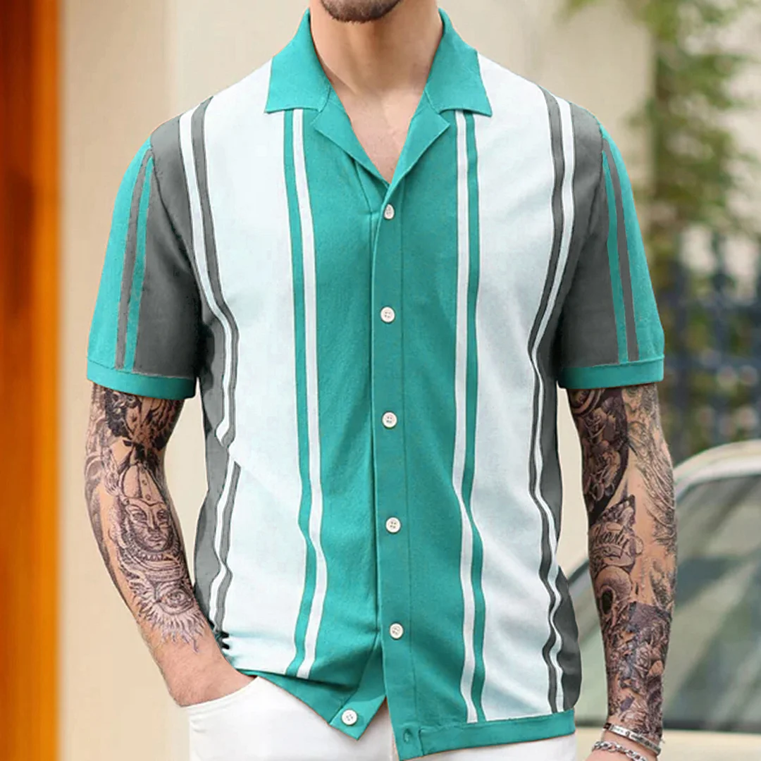 Uveng Uveng Men's Dress Summer Dress Splicing Color Knitted Shirt Over The Business Polo Shirt Men SY0170