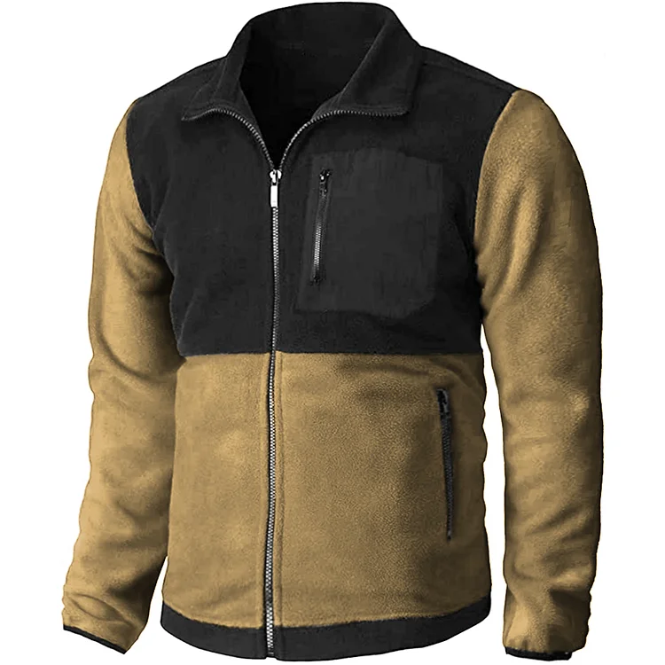 Men's Outdoor Fleece Warm Zip Pocket Casual Cardigan Jacket
