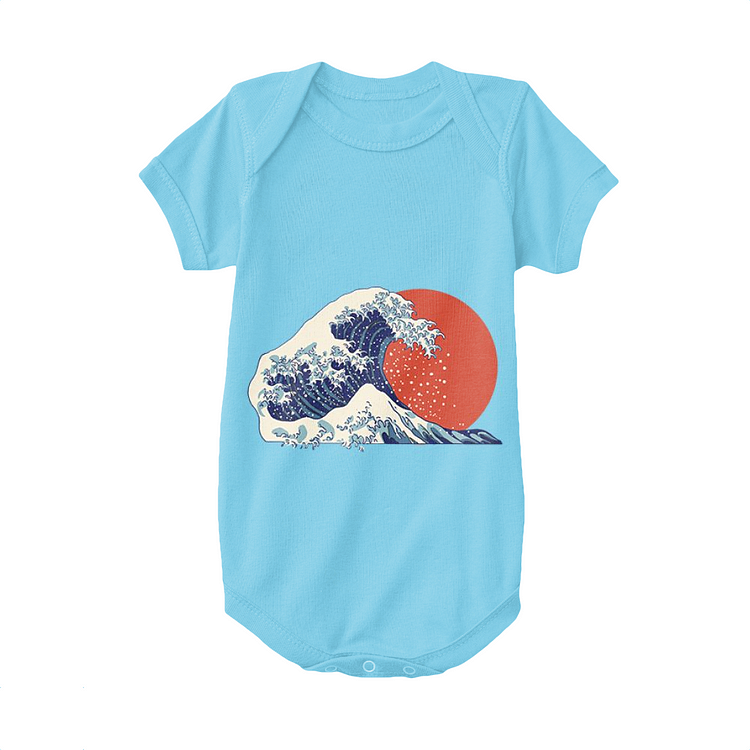 The Great Wave Off Kanagawa And Sun, Ukiyo-e Baby Onesie