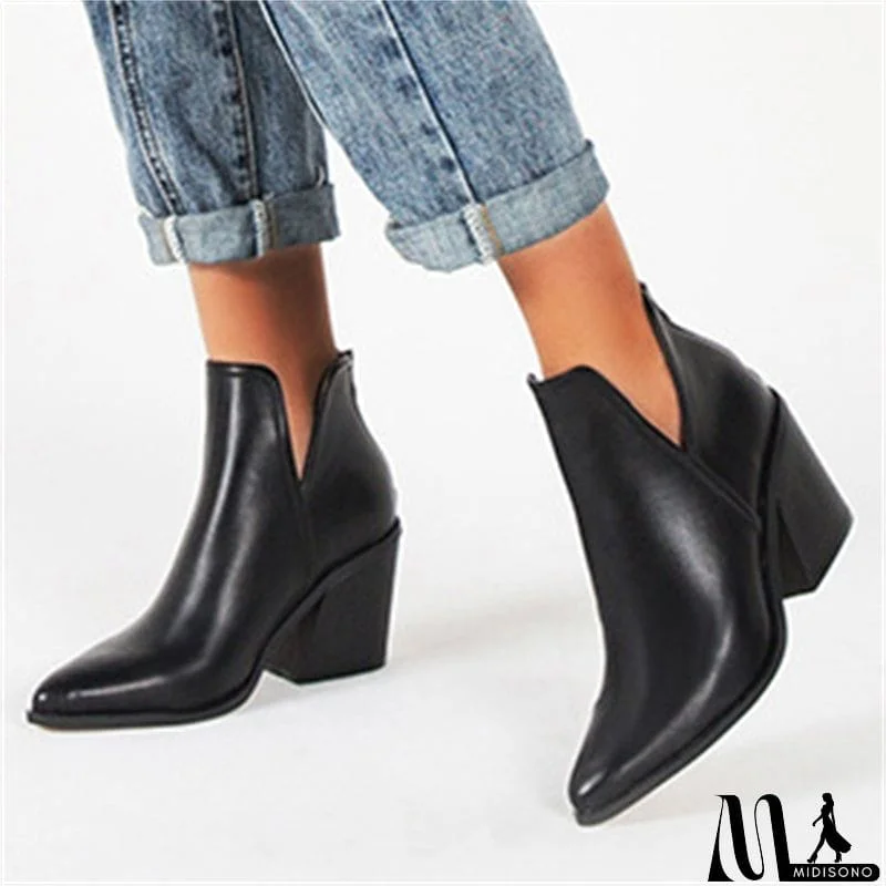 MidiSono - Fashion Office Lady High Heels Zipper Ankle Martin Boots