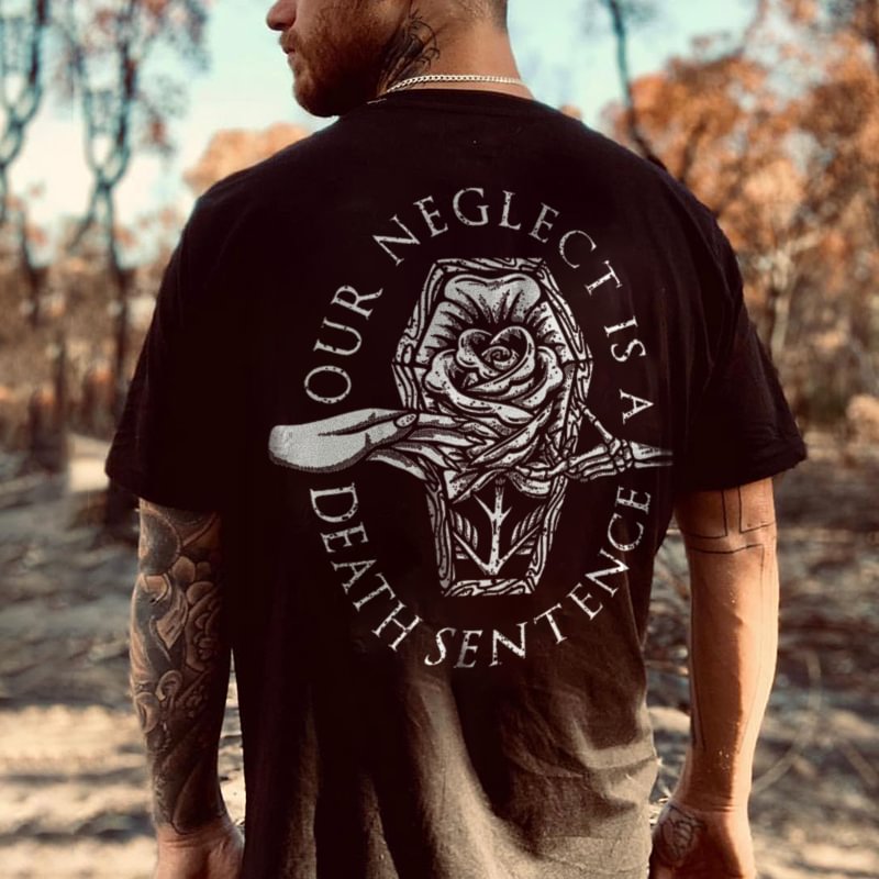 OUR NEGLECT rose hand print causal comfortable tees designer -  