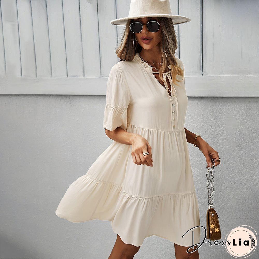 Casual Solid Color A-line Skirt