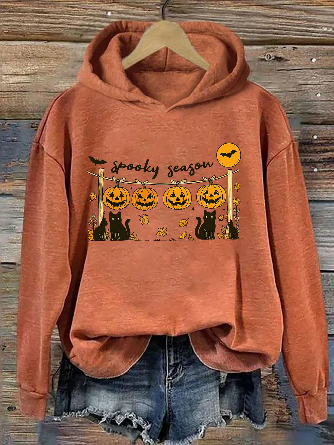 Spooky Season Pumpkin & Cat Hoodie