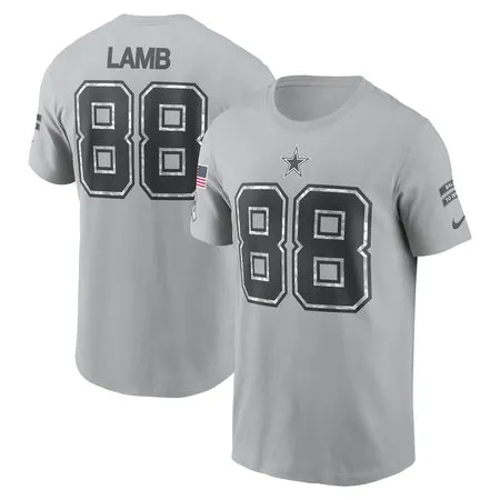 Men's Dallas Cowboys CeeDee Lamb  Gray 2024 Salute To Service Name &amp; Number T-Shirt
