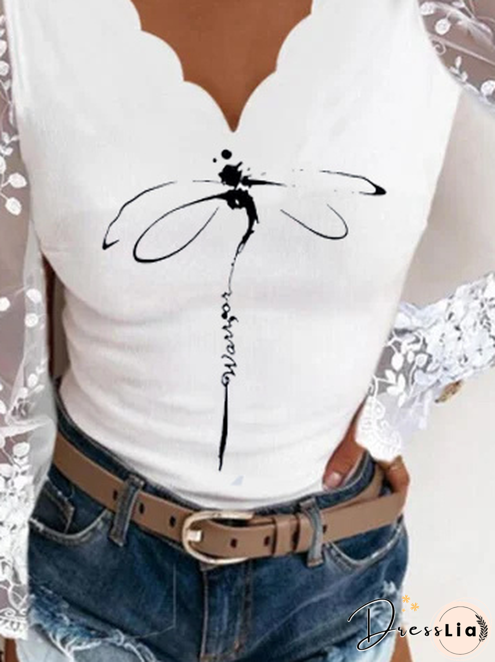 Cotton V Neck Sheath Basic T-shirt