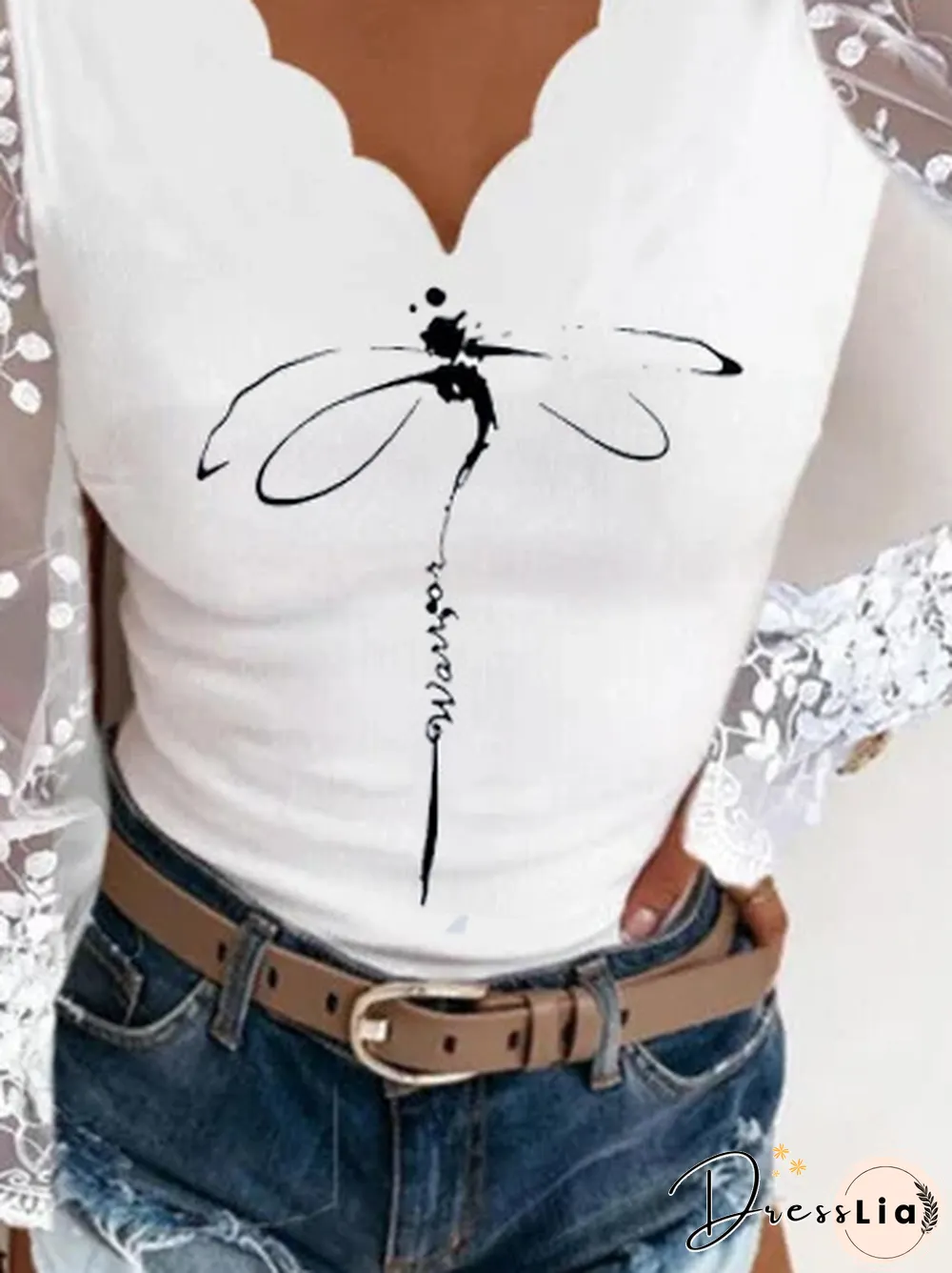 Cotton V Neck Sheath Basic T-shirt