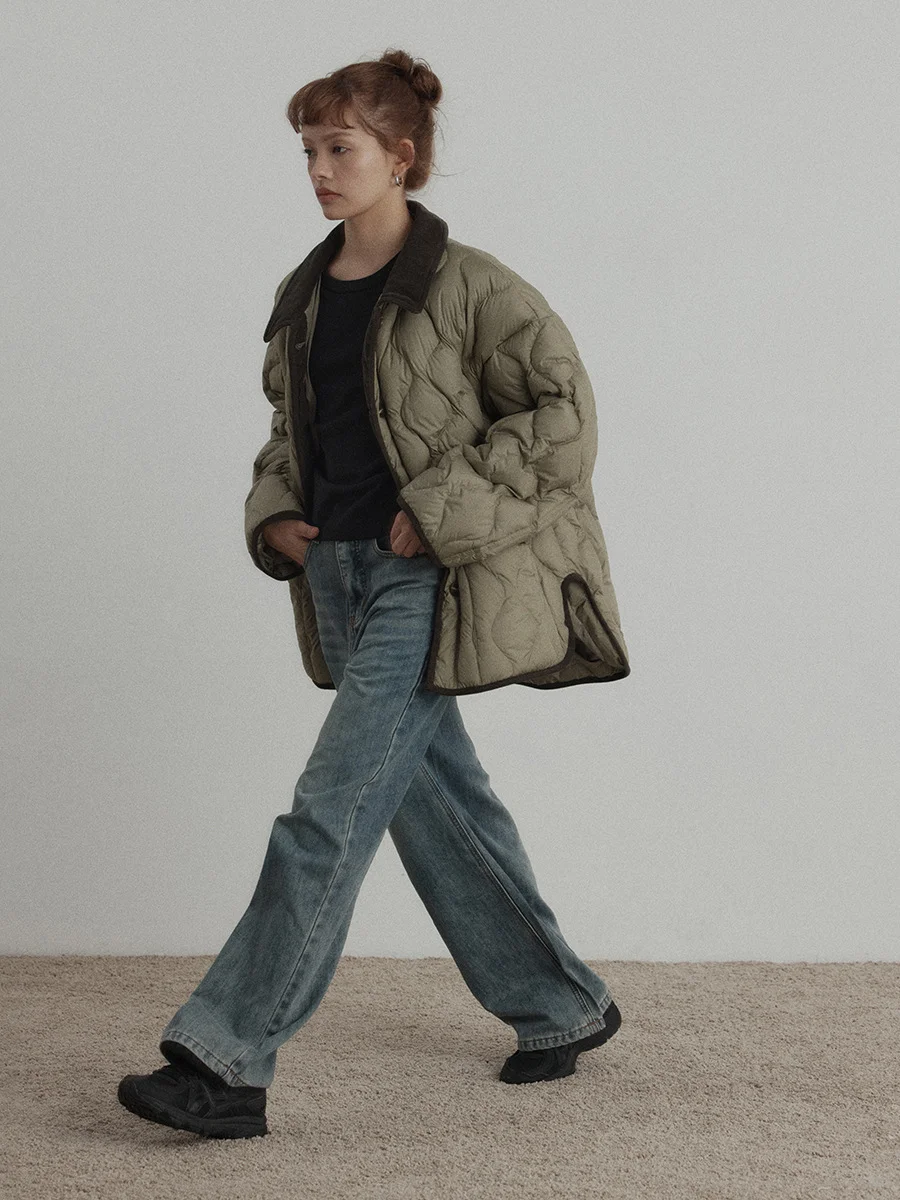 Toloer [Daihe] New Winter Leisure Lapel 90 White Duck Velvet Ultra Light Seam Color Jacket Down Jacket V5669-Outfit Ideas