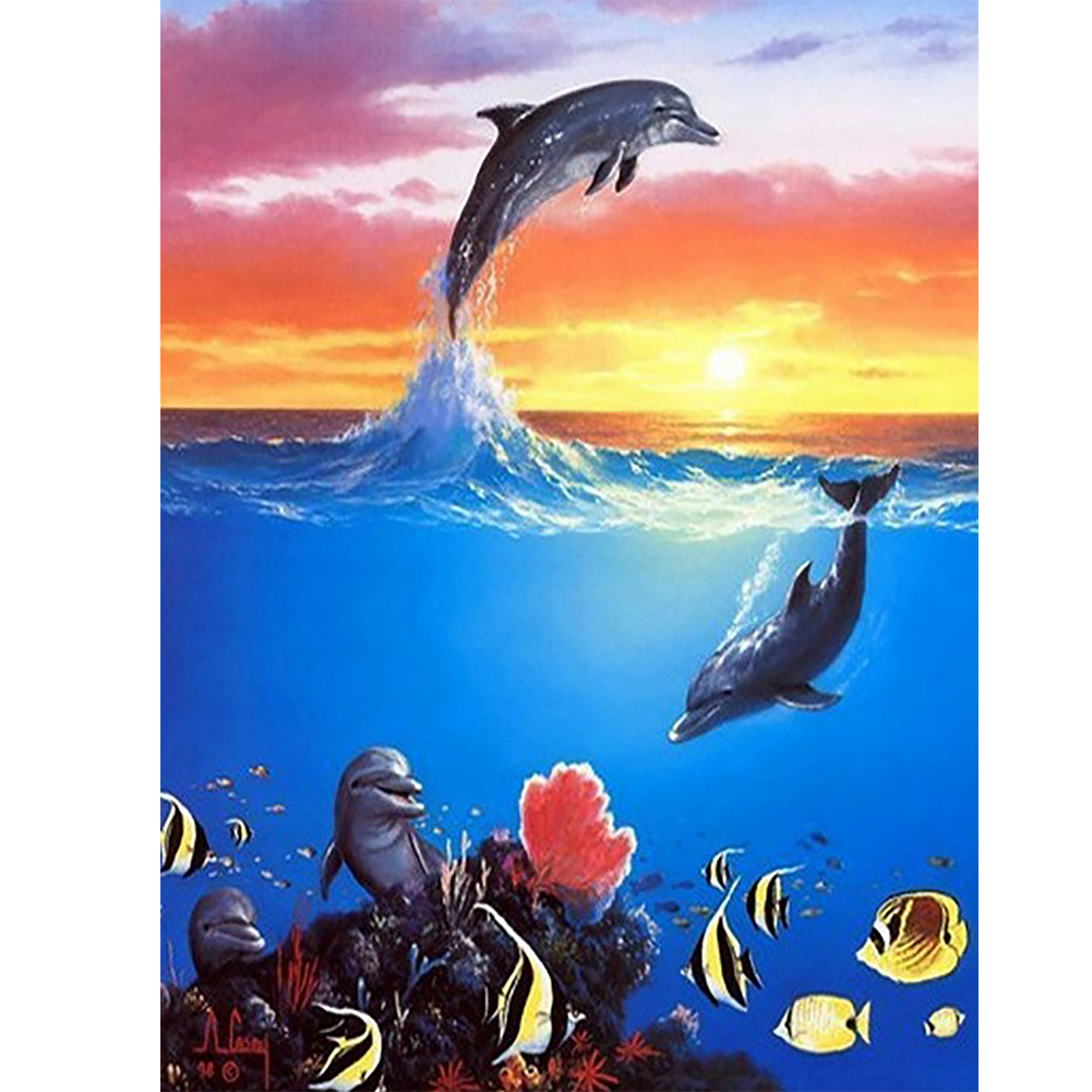 

Dolphin - Round Drill Diamond Painting - 30*40CM, 501 Original