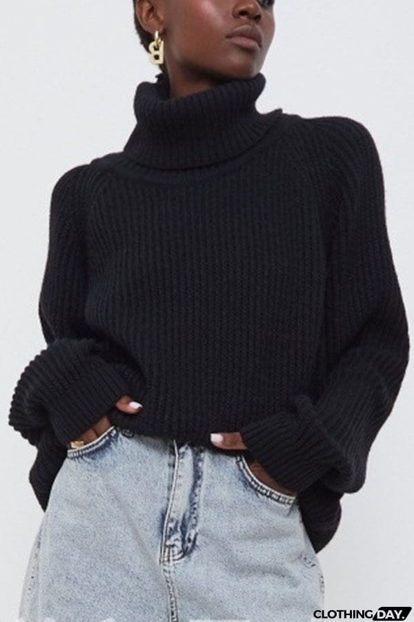 Turtleneck Pullover Loose Knit Sweater