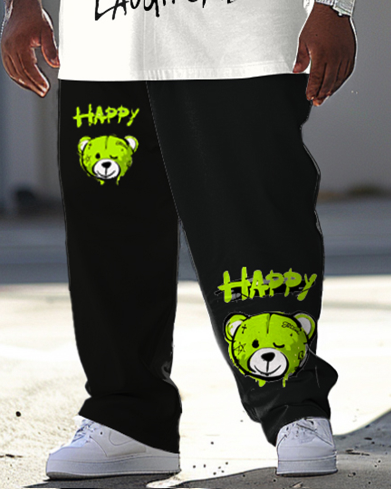Men's Big & Tall Trendy Printed T-shirt Trousers Set